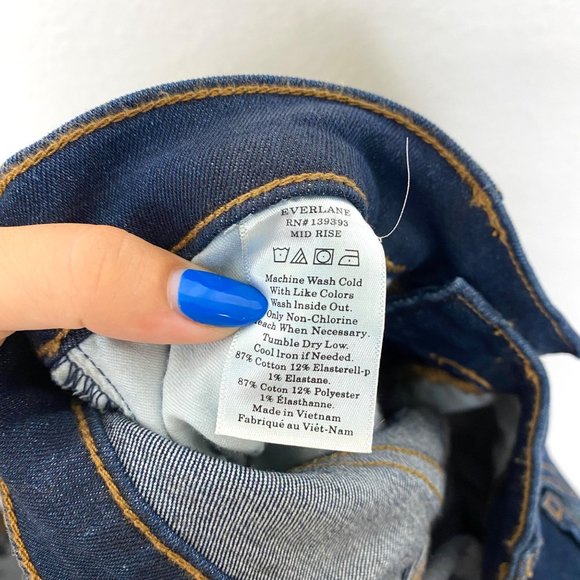 NEW Everlane The Authentic Stretch Mid Rise Skinny Jean Dark Blue Wash 27 - Picture 8 of 9